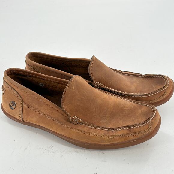 Timberland Onuma Venetian Driving Loafers 11 Leather Camel Tan Dress Shoes Work - Picture 2 of 9